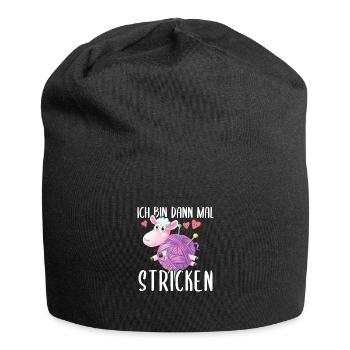 Ich Bin Dann Mal Stricken Süßes Schaf - Jersey-Beanie - Schwarz - Vorne