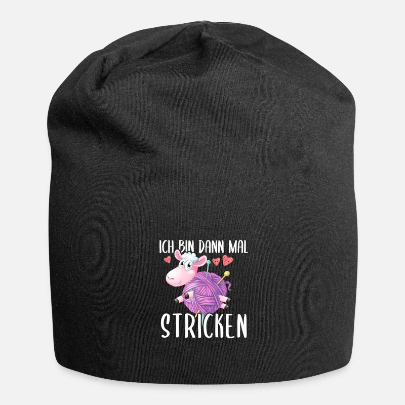 Ich Bin Dann Mal Stricken Süßes Schaf - Jersey-Beanie - Schwarz