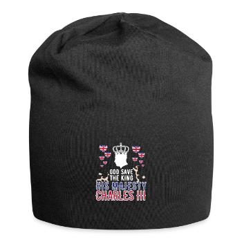 Couronnement du roi britannique Charles Angleterre Drapeau - Bonnet en jersey - noir - Devant