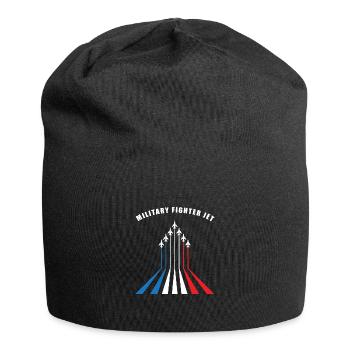 Kampfflugzeug - militärischer Kampfjet - Jersey-Beanie - Schwarz - Vorne