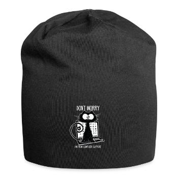 Schwarze Katze Lustiger Spruch Computer Support - Jersey-Beanie - Schwarz - Vorne