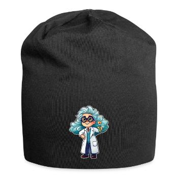 Süße Wissenschaftlerin mit Brille - Jersey-Beanie - Schwarz - Vorne