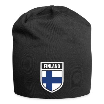 Finlande - Drapeau national dans les armoiries - Bonnet en jersey - noir - Devant