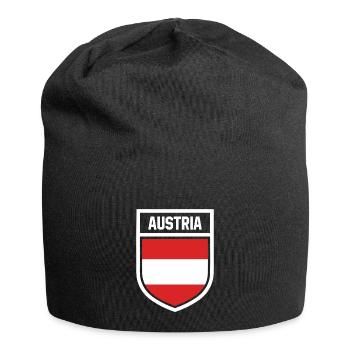 Autriche - Drapeau national dans les armoiries - Bonnet en jersey - noir - Devant