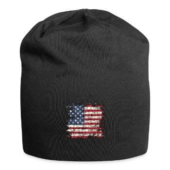 Patriotisches Puzzle Flagge Amerikanischer Stolz - Jersey-Beanie - Schwarz - Vorne