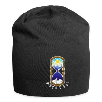 "TIME" - Zeit - Jersey-Beanie - Schwarz - Vorne