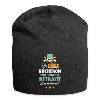 Bûcheron cadeau drôle retraite retraité - Bonnet en jersey - noir - Devant