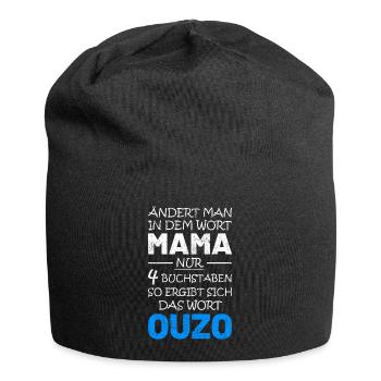 Ouzo Schnaps Saufen Geschenkidee - Jersey-Beanie - Schwarz - Vorne
