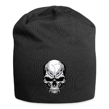 Totenkopf Schwarz Weiß Totenschädel Skelett Gothic - Jersey-Beanie - Schwarz - Vorne