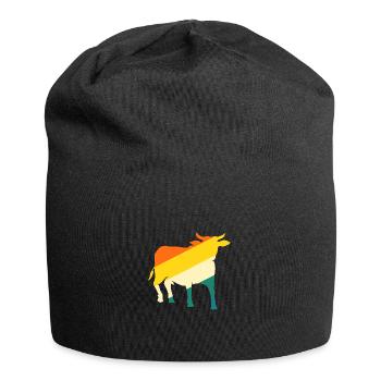 Büffel Rind Ochsen - Jersey-Beanie - Schwarz - Vorne