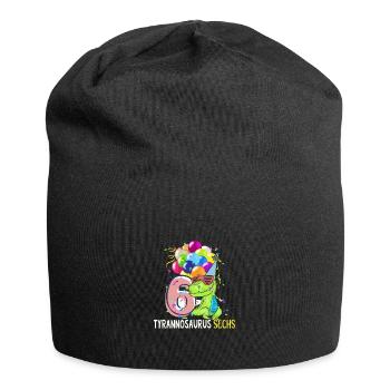 Dino Dinosaurier TRex 6. Geburtstag Junge 6 Jahre - Jersey-Beanie - Schwarz - Vorne