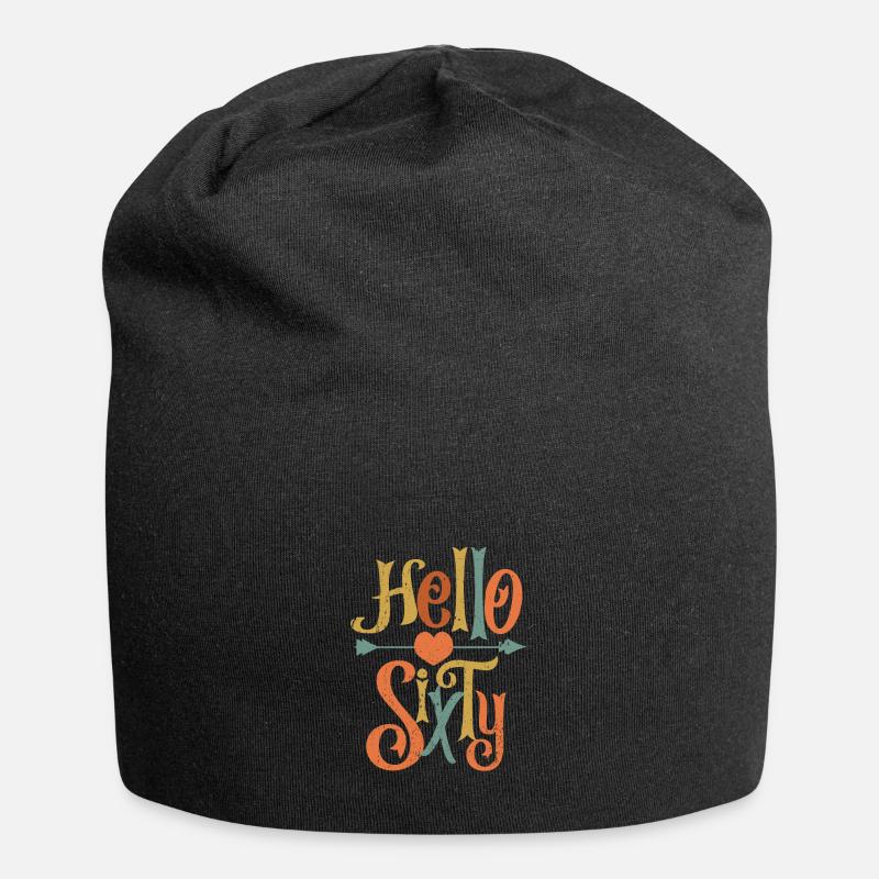 Vintage Hello Sixty 60. Geburtstag Geschenk - Jersey-Beanie - Schwarz