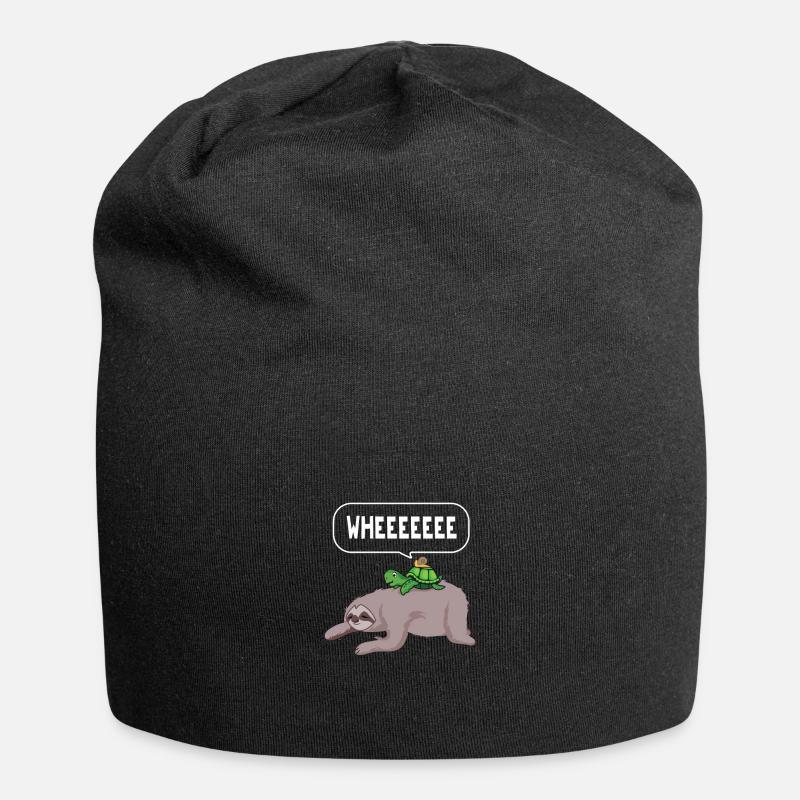 Sloth Turtle Snail Lazy Sleeping People Gift - Jersey Beanie - black