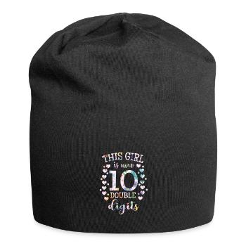 This girl is 10 Double Digits Geburtstag Geschenk - Jersey-Beanie - Schwarz - Vorne