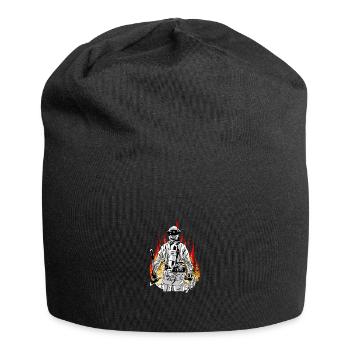 Firefighter Fireman Flames Fire Thin Red Line - Jersey Beanie - black - Front