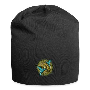 Kolibri Geometrische Low Poly Mandala Humminbird - Jersey-Beanie - Schwarz - Vorne