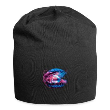 Muschel mit einer Perle für einen Strandmuschel - Jersey-Beanie - Schwarz - Vorne