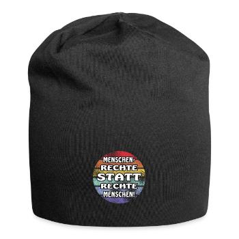 Menschenrechte statt rechte Menschen! - Jersey-Beanie - Schwarz - Vorne