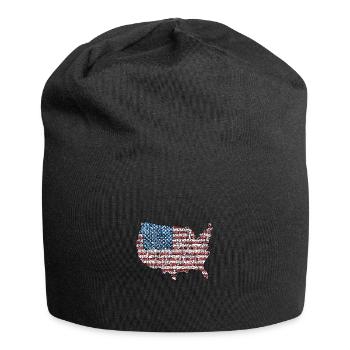 Patriotisches Puzzle Flagge Amerikanischer Stolz - Jersey-Beanie - Schwarz - Vorne