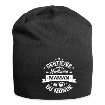 T-shirt Fête des Mères - Meilleure Maman du Monde - Bonnet en jersey - noir - Devant