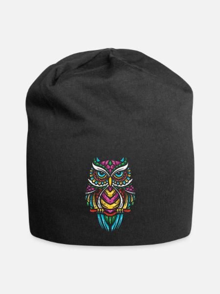 Eule - Jersey-Beanie - Schwarz