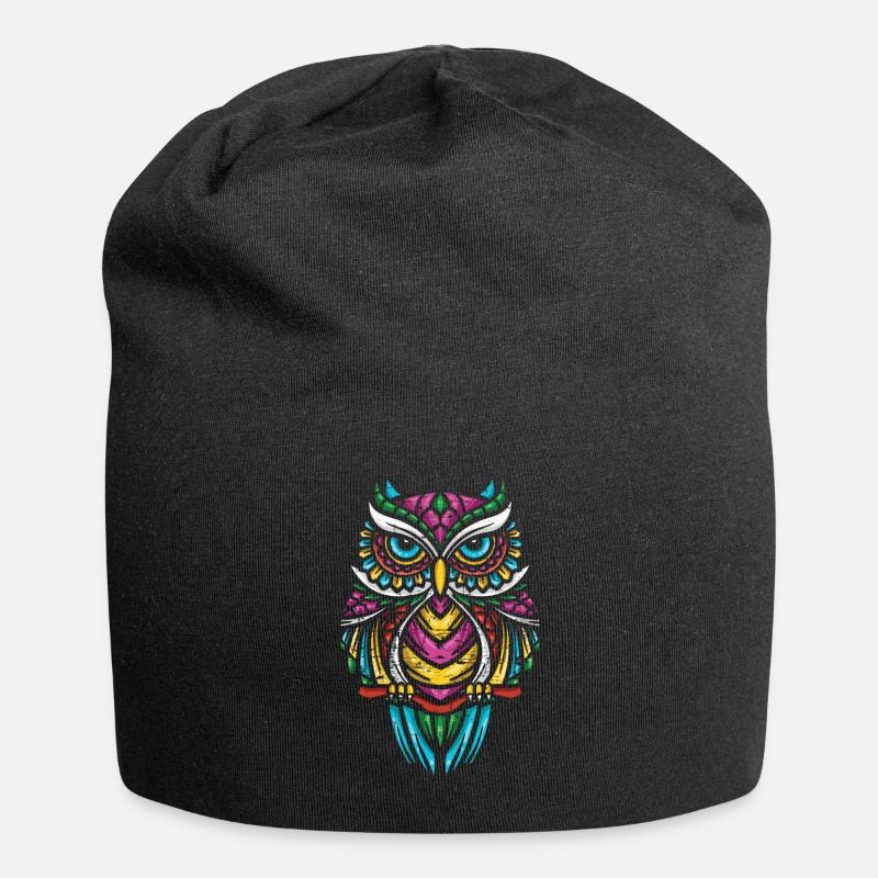 Eule - Jersey-Beanie - Schwarz