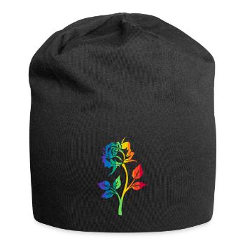 RAINBOW ROSE - Jersey Beanie - black - Front