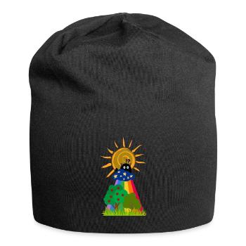 The surprised cat in the clouds - Jersey Beanie - black - Front