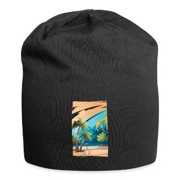 Tropischer Hintergrund - Jersey-Beanie - Schwarz - Vorne