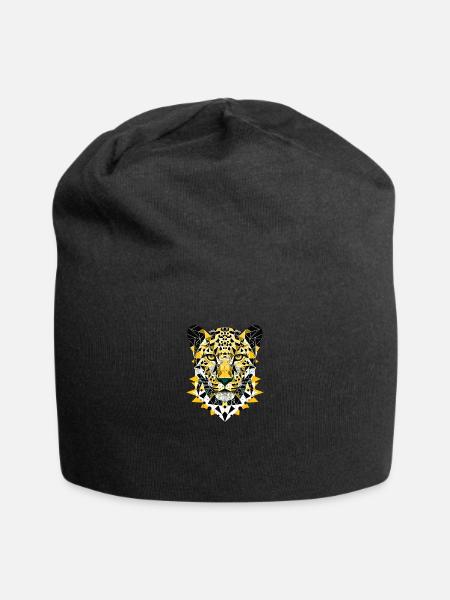 Abstrakter geometrischer Leopard - Farbdesign - Jersey-Beanie - Schwarz