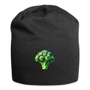 Brocoli géométrique abstrait - Design de couleur vibrante - Bonnet en jersey - noir - Devant