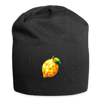 Abstrakte geometrische Zitrone - lebendiges Farbdesign - Jersey-Beanie - Schwarz - Vorne