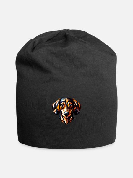 Colorful Dachshund: Geometric Low-Poly Artwork - Jersey Beanie - black