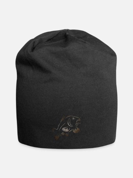 Karpfen Zeichnung - Jersey-Beanie - Schwarz