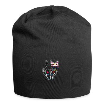 Katze Cat Dia de los muertos cinco de mayo Kitty - Jersey-Beanie - Schwarz - Vorne