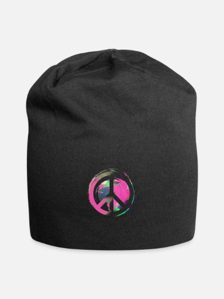 peace, pink,friede,graffiti,blau,bunt - Jersey-Beanie - Schwarz
