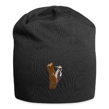 Specht Baum Vögel Vogel Tier Tier Geschenk - Jersey-Beanie - Schwarz - Vorne
