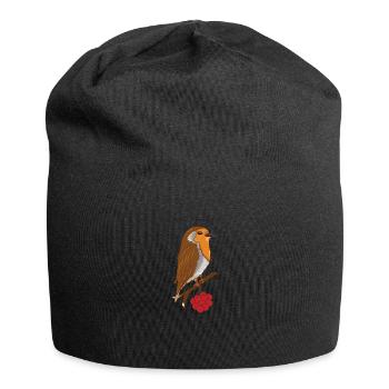 Rotkehlchen Baum Vögel Vogel Tier Geschenk - Jersey-Beanie - Schwarz - Vorne