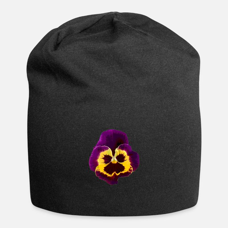 Stiefmütterchen / Veilchen - Jersey-Beanie - Schwarz