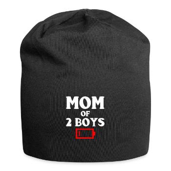Müde Mutter von 2 jungen lustigen Mutter von zwei Söhnen - Jersey-Beanie - Schwarz - Vorne