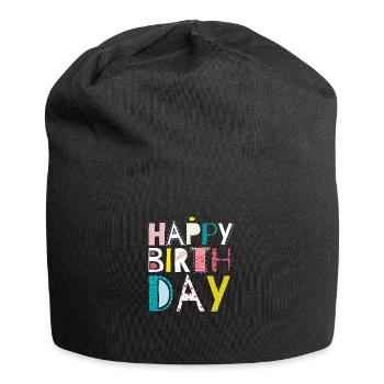 Geburtstag - Jersey-Beanie - Schwarz - Vorne