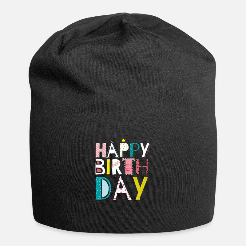 Geburtstag - Jersey-Beanie - Schwarz