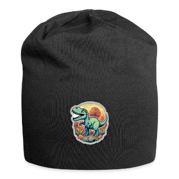 Karikatur-Dinosaurier - Jersey-Beanie - Schwarz - Vorne