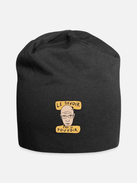Zitat von Michel Foucault - Le Savoir C'est Le Pouvoir - Jersey-Beanie - Schwarz