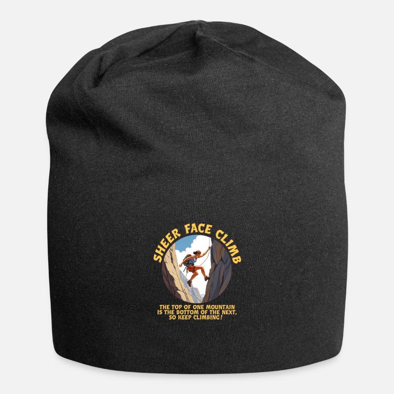 Klettern an der Steilwand - Jersey-Beanie - Schwarz