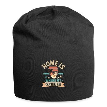 Home Is Where My Chickens Are Farming Hen Rooster - Jersey Beanie - black - Front