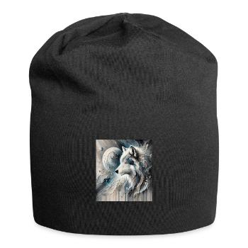 Abstract Wolf - Jersey Beanie - black - Front