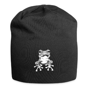 Frosch Illustration Graphic Reptil - Jersey-Beanie - Schwarz - Vorne