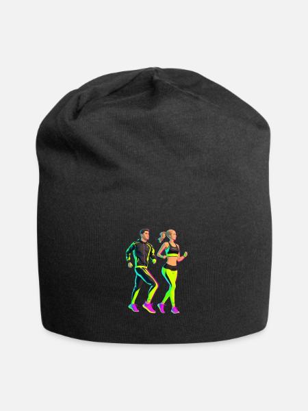 Jogger im Stil der 80er Jahre - Jersey-Beanie - Schwarz