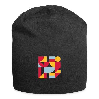 Colorful abstract geometric bauhaus background - Jersey Beanie - charcoal grey - Front